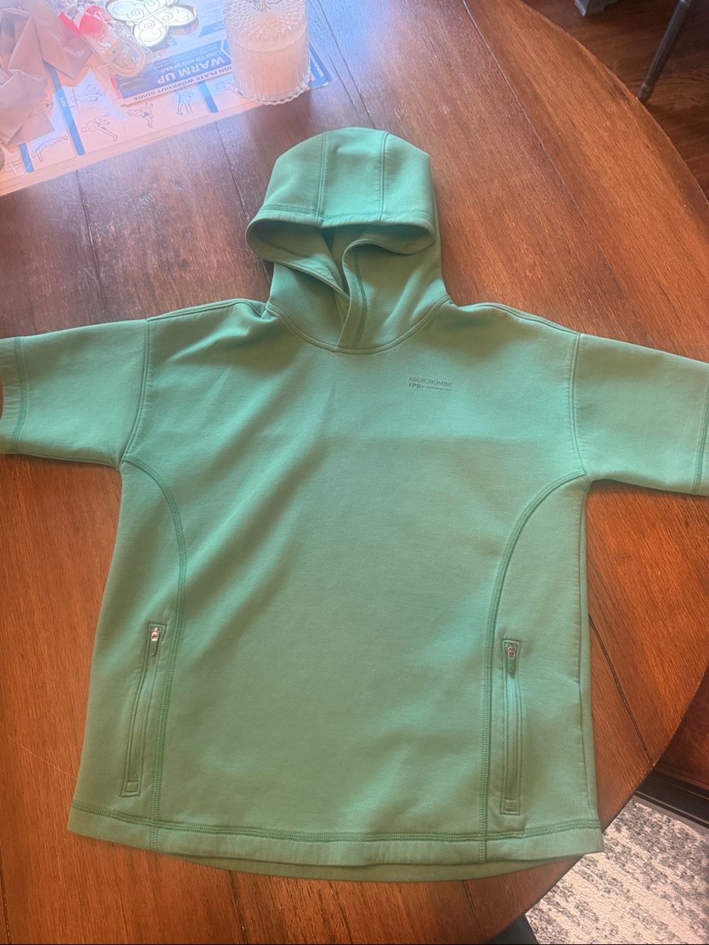 abercrombie kids Mint Green Hooded Short-Sleeve Pullover Sweatshirt